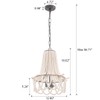 Wood Beaded Chandelier 3-Light Bohemia Pendant Light Fixture Farmhouse Round
