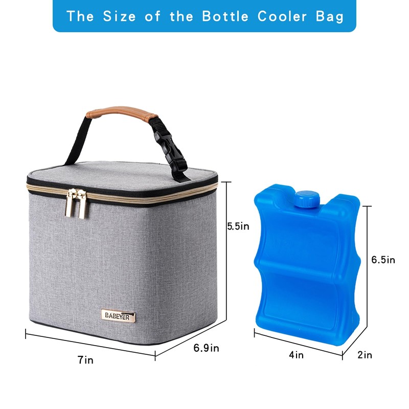 Breast Milk Cooler Bag with Ice Pack Fits 4 Large