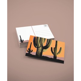 Saguaro Sunset Postcards - 4 x 6 Western Desert Postcards - 40 Desert Cactus Postcards (Saguaro)