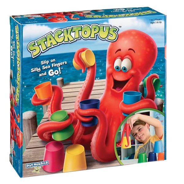 Stacktopus Kids' Game -- Use Silly Sea Fingers to Stack Cups -- Ages 5+