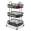 Whitmor Storage Cart Metal 3 Tier Rolling Cart with Wheels,