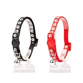 duvoplus, Cat Paw Collar Nylon 20-30cm/10mm Black/Red Adjustable to your Cat Size Easy to Use Outdoor Quality with Practical Safety Device