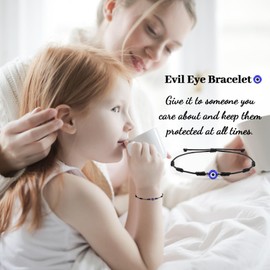 PZXHRY 6pcs Evil Eye Bracelets String Kabbalah Protection Bracelets Rakhi for Brother Gifts for Women Men Family Friend Good Luck Black