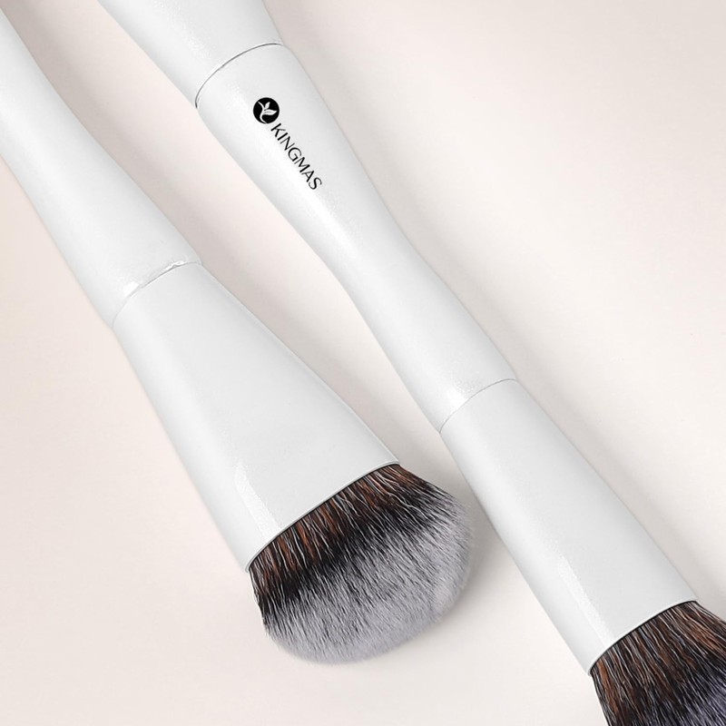 KINGMAS Oval Concealer Brush, Double-ended Kabuki Makeup Brush, Medium Concealer