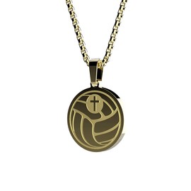 seensea Sports Luke 1:37 Athletes Necklace Baseball Football Soccer Basketball Volleyball Inspirational Pendant for Boys Girls Gift (Gold Volleyball)
