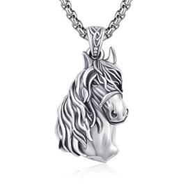 Horse Necklace for Women 925 Sterling Silver Viking Horse Pendant Necklace Horse Jewelry Gift for Women Men
