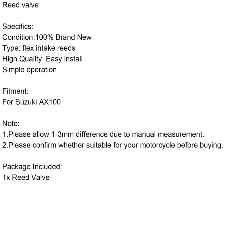 Artudatech Motorcycle New Aftermarket Inlet Reed Valve for Suzuki AX100