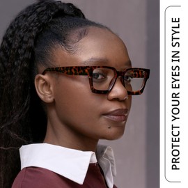 livho Blue Light Blocking Glasses for Women, Blue Light Glasses Oversized Rectangle Chic Preppy, Fashion Glasses