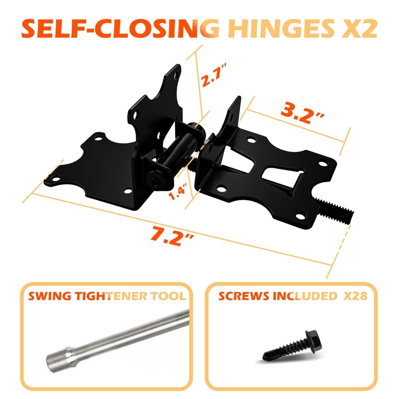 Heavy Duty Self-Closing Gate Hinges for Vinyl & Wooden Fence