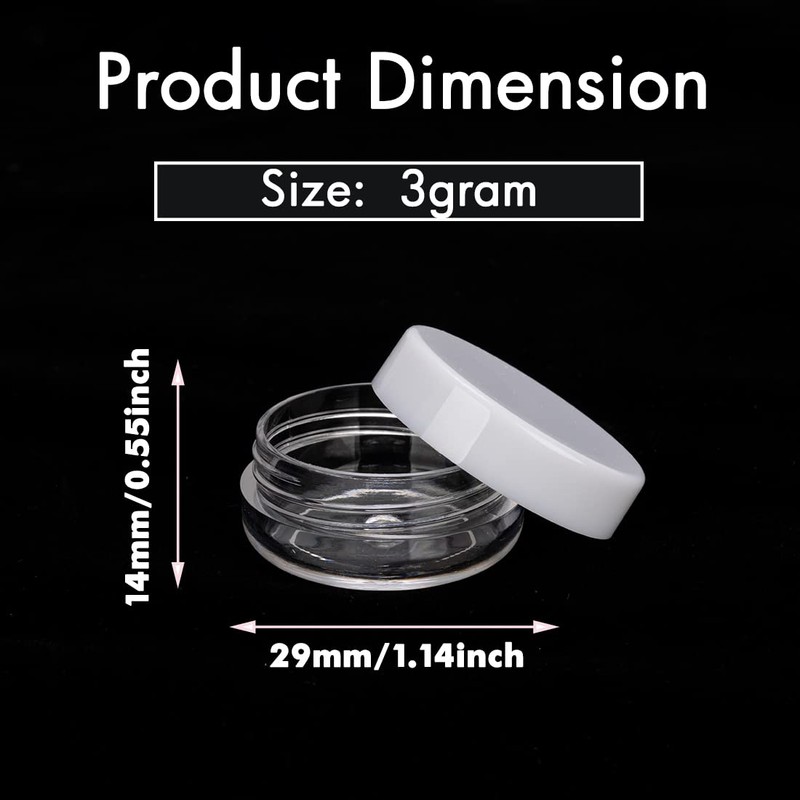 3 Gram Sample Containers With Lids, 50 Count Tiny Jars,