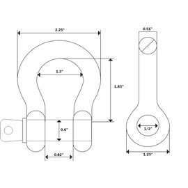 6 Pack Galvanized Blue Rigging 1/2" Bow Shackles D Ring Rugged 10Ton 22000Lb Breaking Strength WLL 2Ton 4400lb w 5/8'' Pin Clevis Screw Heavy Duty f Marine Boat Anchor ATV UTV Recovery