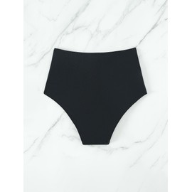 Swimwear High Waisted Swim Bottoms Tummy Control for Women Teens (AU, Alpha, Medium, Regular, Regular, Black)