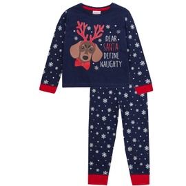 Metzuyan Childrens Kids Christmas Xmas Festive Pyjamas Pajama PJ Santa Dog Raindeer Navy Doggie 5-6 Years