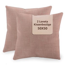 SONIT Cushion Cover 50 x 50 cm Sofa Cushion Decorative Cushion Covers for Living Room and Bedroom Set of 2 Made in Italy Powder