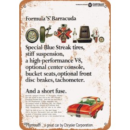 RetroRust 10 x 14 METAL SIGN - 1966 Plymouth Barracuda Formula S - Vintage Rusty Look