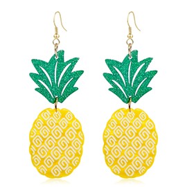 QUSIJIA Summer Coconut Palm Tree Dangle Earring for Women Hawaii Flower Pineapple Leaf Earring for Women Jewelry (pineapple)