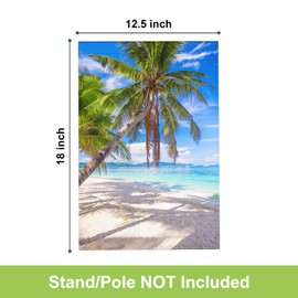 HGOD DESIGNS Beach Sun Garden Flags for Outside Tropical Palm Tree Summer Blue Landscape Small Yard Flag Farmhouse Yard Outdoor Decoration 12.5X18 Inch