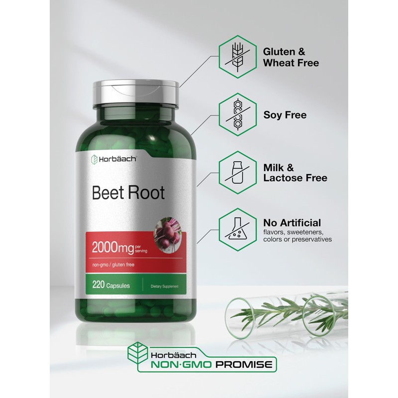 Horbäach Beet Root Powder Capsules | 220 Pills | Herbal