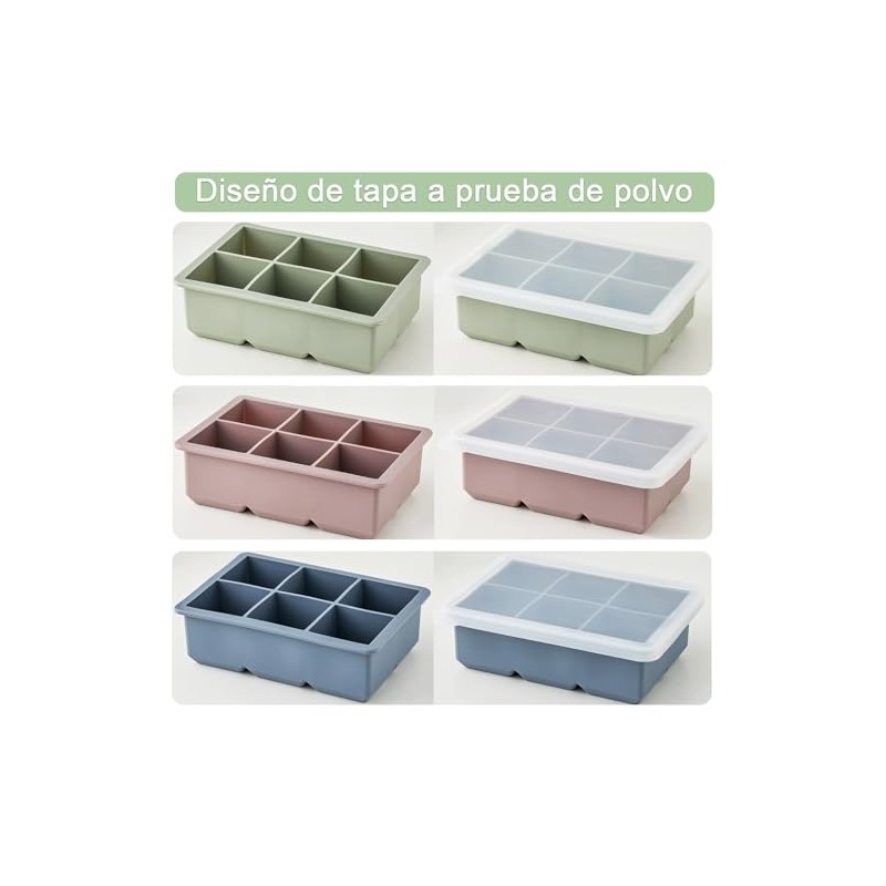 3PCS Bandejas de Cubitos de Hielo, Moldes Grandes de Silicona