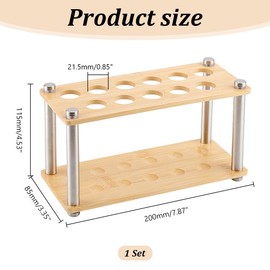 AHANDMAKER Test Tube Rack, 11 Holes Lab Test Tube Holder for 21.5mm Diameter Test Tubes, Lab Test Tube Rack for Scientific Experiments, Wood Spice Rack Organizer, Burlywood