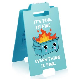 Yuntau Funny Dumpster Fire Desk Accessories Its Fine Everythings Fine Desk Sign Office Cubicle Decor Gag Fun Gift for Coworker Teammate Employee Boss Teacher(Blue)