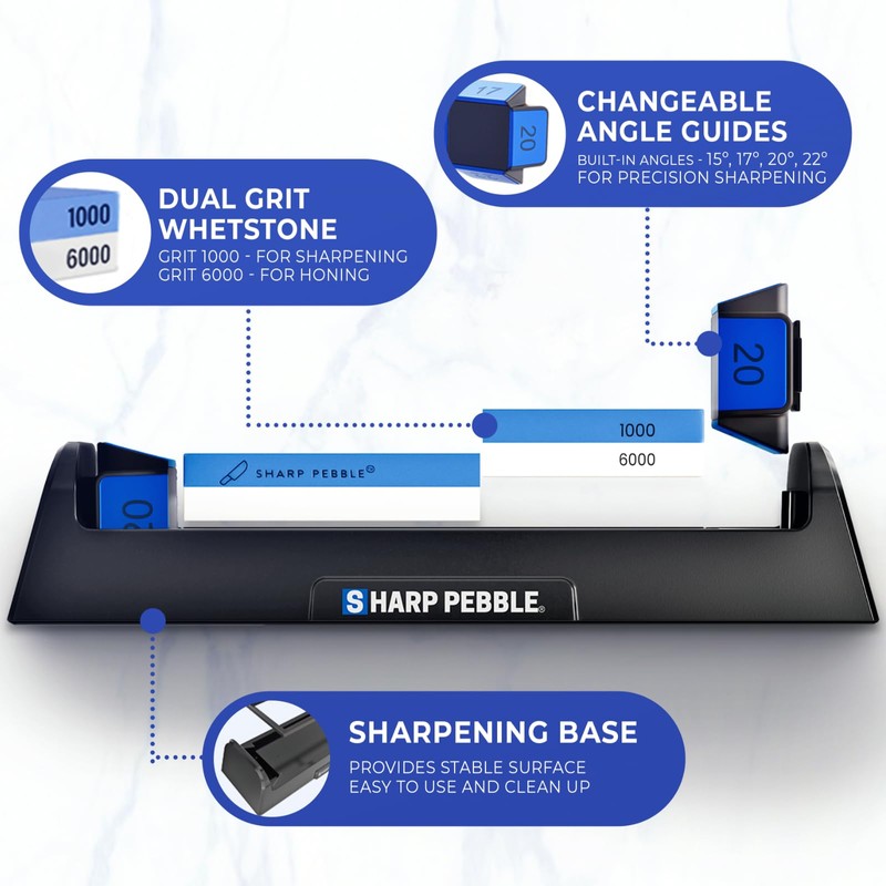Sharp Pebble Complete Whetstone Knife Sharpening System – 1000/6000 Grit