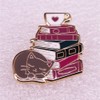 KAWADU Cat Book Coffee Lovers Bookworm Literature Brooch Pins Enamel