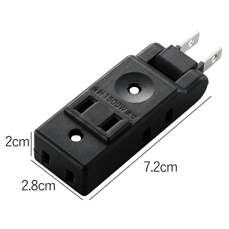 Elecom AVT-M01-24BK Compact Power Strip Ultra Thin Design, 4 Outlets,