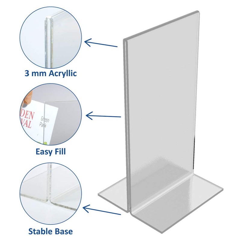 OPUS 2-Sign Holder, T-Standard, A5, Crystal Clear Acrylic, Portrait, 350054.