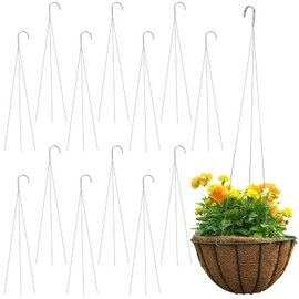 Shimeyao 12 Pcs Wire Plant Hangers 3 Strand Wire Steel Hook Hanger 20.5 Inch for Hanging Baskets Flower Pot Holder Greenhouse Supplies for Gardening Indoor Outdoor Patio