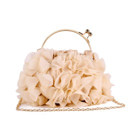 Jywmsc Women's Floral Clutch Purses Satin Flower Evening Bag Party Prom Handbags, apricot, Elegant