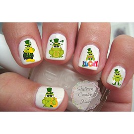 St Patrick's Day Lucky Frog Nail Art Decals