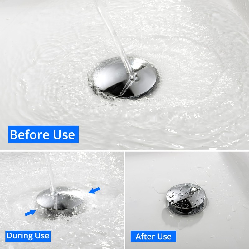 Bathroom Sink Pop Up Drain Kit Vessel Push Button Drain