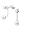 Bungsa Double Pearl Stud Earrings for Women White .925 Sterling