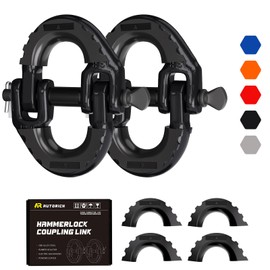 AUTORICH Safety Chain Connector Link, 1/2IN Tow Hitch Hammerlock Coupling Link, 2 Pack G80 Alloy Steel Tow Chain Connector, Quick Install & Remove, 12000 lbs Load Limit, Black