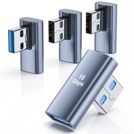 DuHeSin - Paquete de 4 adaptadores USB 3.1 de 90 grados, 2 ángulos izquierdos y 2 ángulos rectos: adaptador USB A macho a hembra para PC, portátil, cargador USB A de coche, banco de energía y la mayoría de dispositivos USB