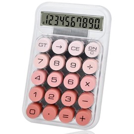 HUTUDD Cute Calculator, Mechanical Switch Calculator, Calculators Desktop 10 Digits, Desk Calculator with Big Buttons and LCD Display, Battery Power,Basic Small Calculator for School Home Office(Pink)