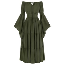 Scarlet Darkness Medieval Dress for Women Green Renaissance Ren Faire Cosplay Costume Olive Green L