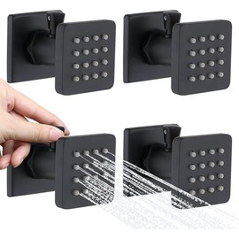 Shower Body Spray Solid Brass Massage Jets Wall Mount, Matte Black Showerhead Can Swivel, Flow Can Be Controlled (4pcs, Matte Black) - Color: Oil Rubbed Bronze