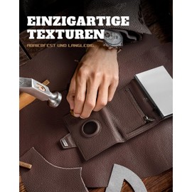 DODENSHA Pepple Airtag Wallet, Men's Wallet with Buttons, Smart Wallet with Coin Compartment, Men's Wallet for 10+ Cards, Wallets for Men, RFID Protection, Brown silver, Modern