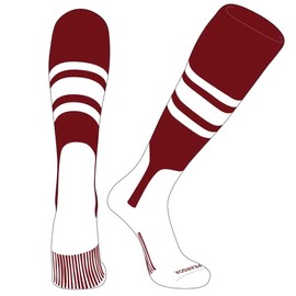 PEAR SOX OTC Baseball Softball Stirrup Socks (B, 7in) Cardinal, White, White (XL)