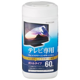 Elecom AVD-TVWC60N Wet Wipes, Bottle Type, 60 Sheets, Small Size, 5.5 x 7.1 inches (140 x 180 mm)