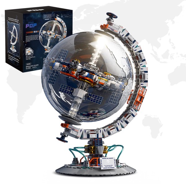 Space Station Globe Building Set for Students, 360° Rotatable Educational