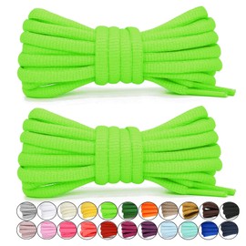 Stepace [2 Pairs Half Round Shoe Laces 1/4" Width 30"-72" Length 22 Color Oval Shoelaces Neon Green 40"(102 cm)