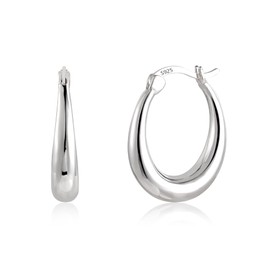 ALEXCRAFT Oval Small Silver Hoop Earrings for Women 925 Chunky Huggie Earring Jewelry for Women