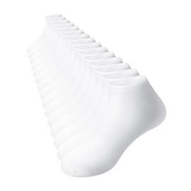 CHANCALCAL 15 Pairs Kids Socks for Boys Girls Low Cut Athletic Ankle Socks Half Cushioned Crew No Show Sock 4-7 Years White