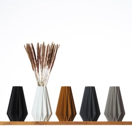 3D Vase Agneta Decorative Vase L 30 cm Floor Vase Decorative Vase Pampas Grass Dried Flowers (White)