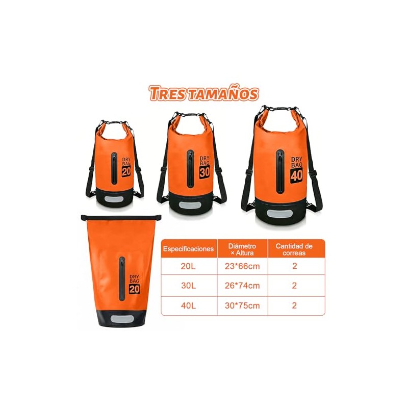Bolsa Impermeable Seca 20L/30L/40L,Con Funda Impermeable Para Teléfono,Correa Larga Ajustable