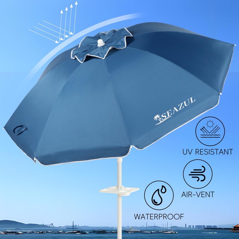 Seazul 6.5ft Sun Shade Umbrella, Portable Umbrella with Stand for