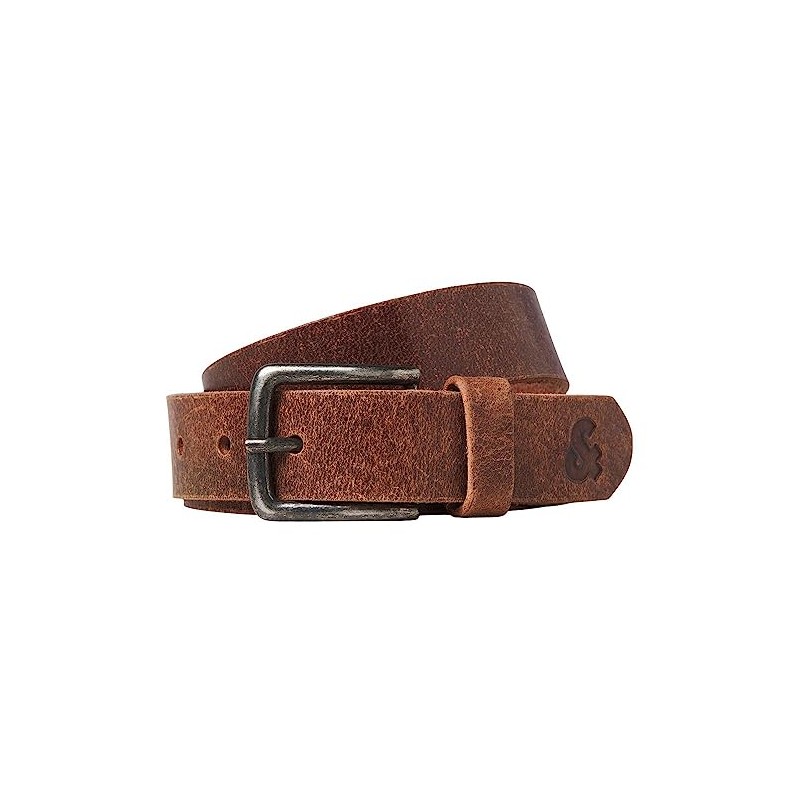 JACK & JONES Jacian Men's Leather Belt, Cognac